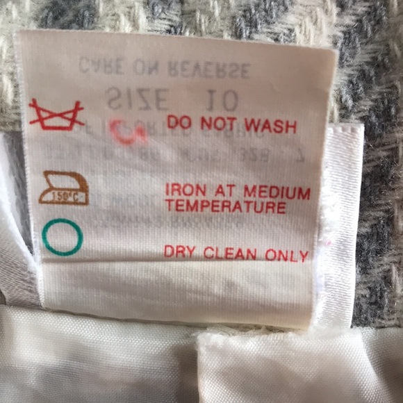 Vintage Tan F Jay gray & cream striped wool blazer Sz 10 office career business - Picture 12 of 13